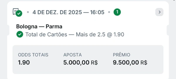 GRUPO VIP BILHETE - ODD 1.90 - BOLOGNA X PARMA 1